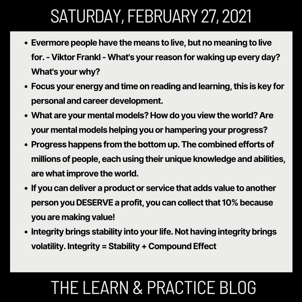 Saturday, February 27, 2021&nbsp;Notes