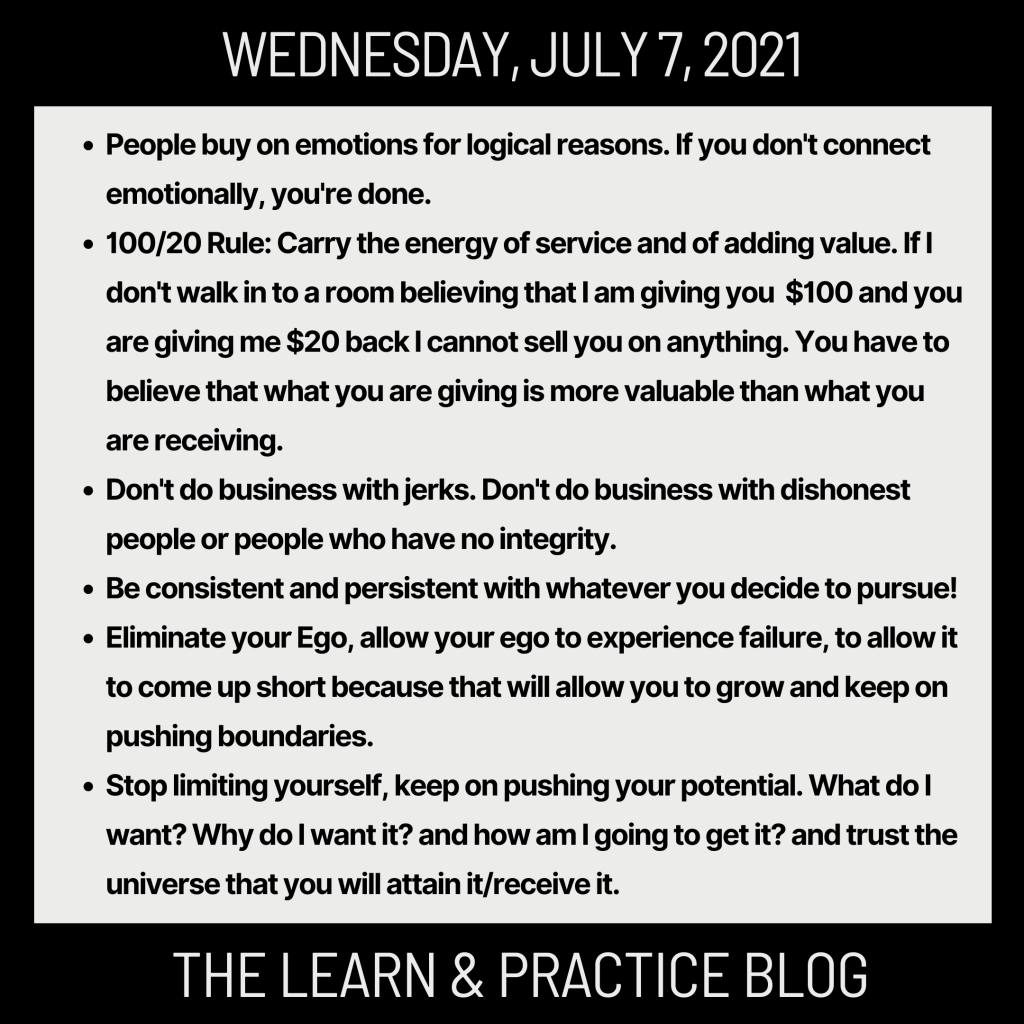 Wednesday, July 7, 2021&nbsp;Notes